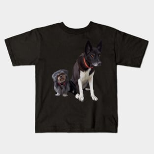 scary black and cute dogs Kids T-Shirt